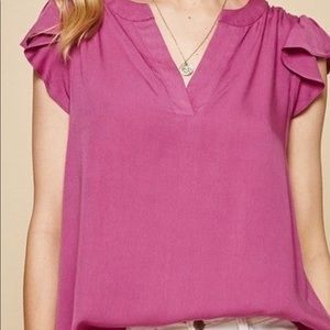 Andre by unit Rose flutter sleeve top